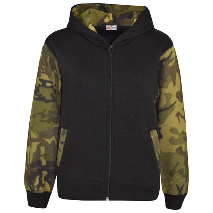 Boys Girls Jackets Kids Fleece Camouflage Hooded Hoodie Zipped Top Jacket 7-13 Y