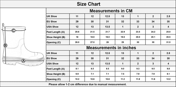 Kids Boys Wellington Wellies Non-Slip Waterproof Lightweight Kids Rain Boots