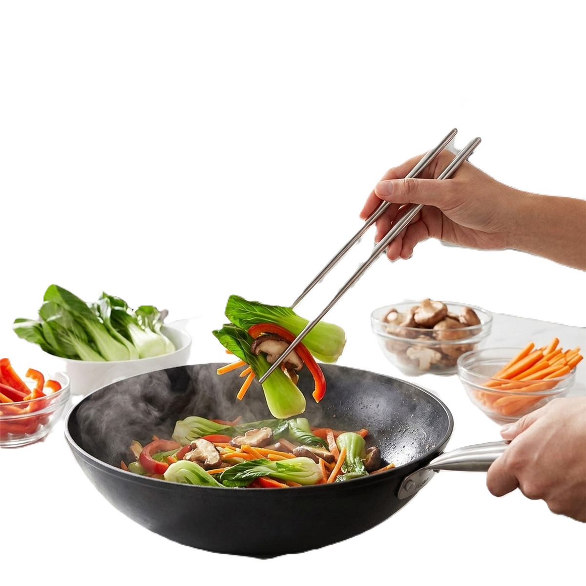 A2Z Stainless Steel Chopsticks 8 Pair Set Reusable Dining Utensils Silver