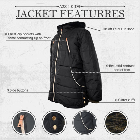 Kids Girls Longline Fashion Padded Casual School Jacket Bubble Coat 5-13 Years