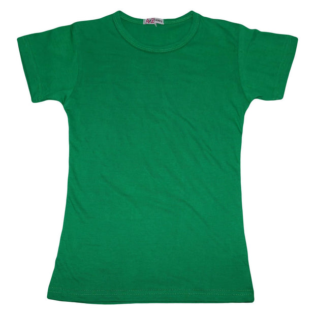 Kids Girls T Shirts Cotton Plain School T-Shirt Top New Age 2-13 Yr - A2Z 4 Kids