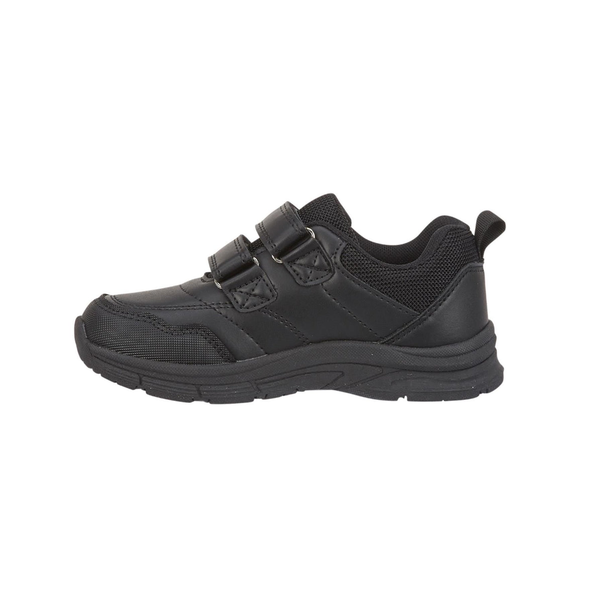 Kids Phantom Boys School Shoes Twin Touch Fastening Black School Uniform Shoes