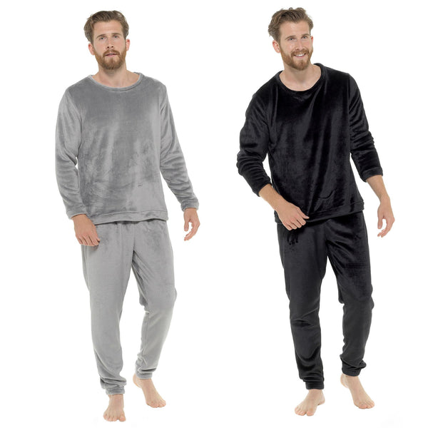 A2Z Mens Fleece Twosie  Pyjama Set Soft Winter Loungewear Top & Bottom M-2XL