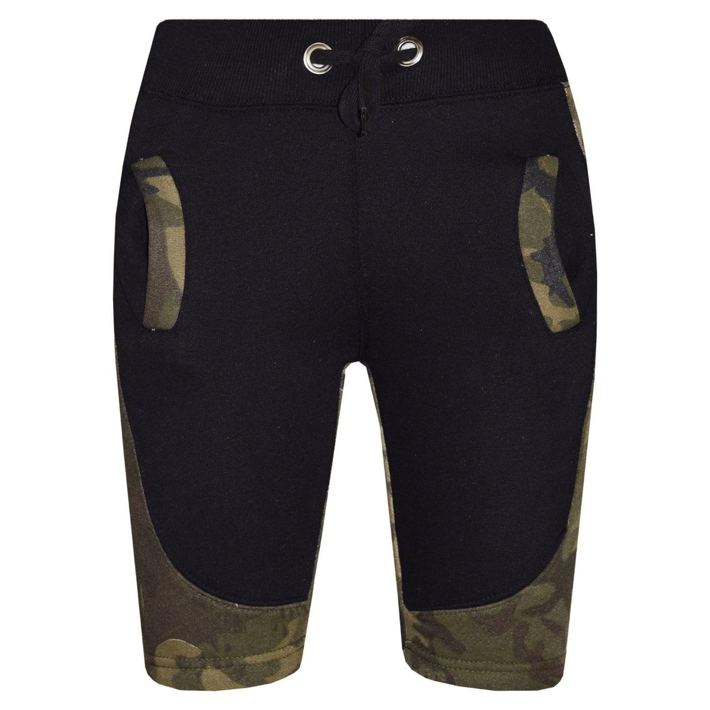 Kids Shorts Girls Boys Fleece Camouflage Panel Chino Short Knee Length Half Pant
