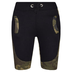 Kids Shorts Girls Boys Fleece Camouflage Panel Chino Short Knee Length Half Pant