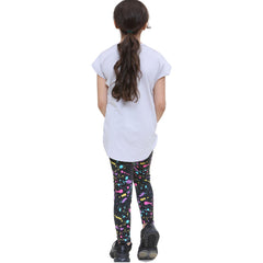 Girls Top Kids Short sleeves Nope Print Splash Tank Top T Shirt & Legging Set