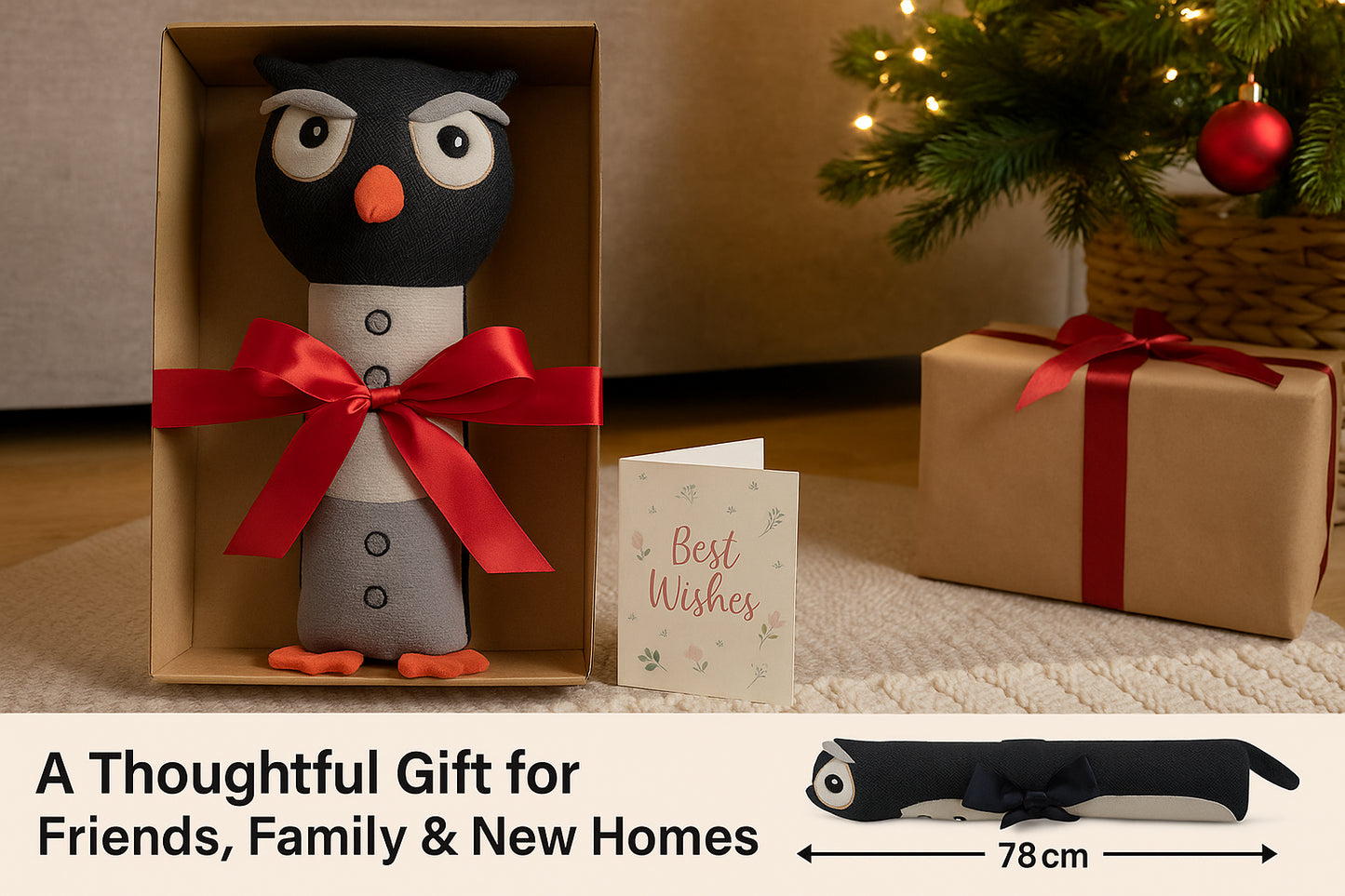 A2Z 3D Animal Face Draught Excluder 78cm Door Window Draft Wind Stopper for Dust