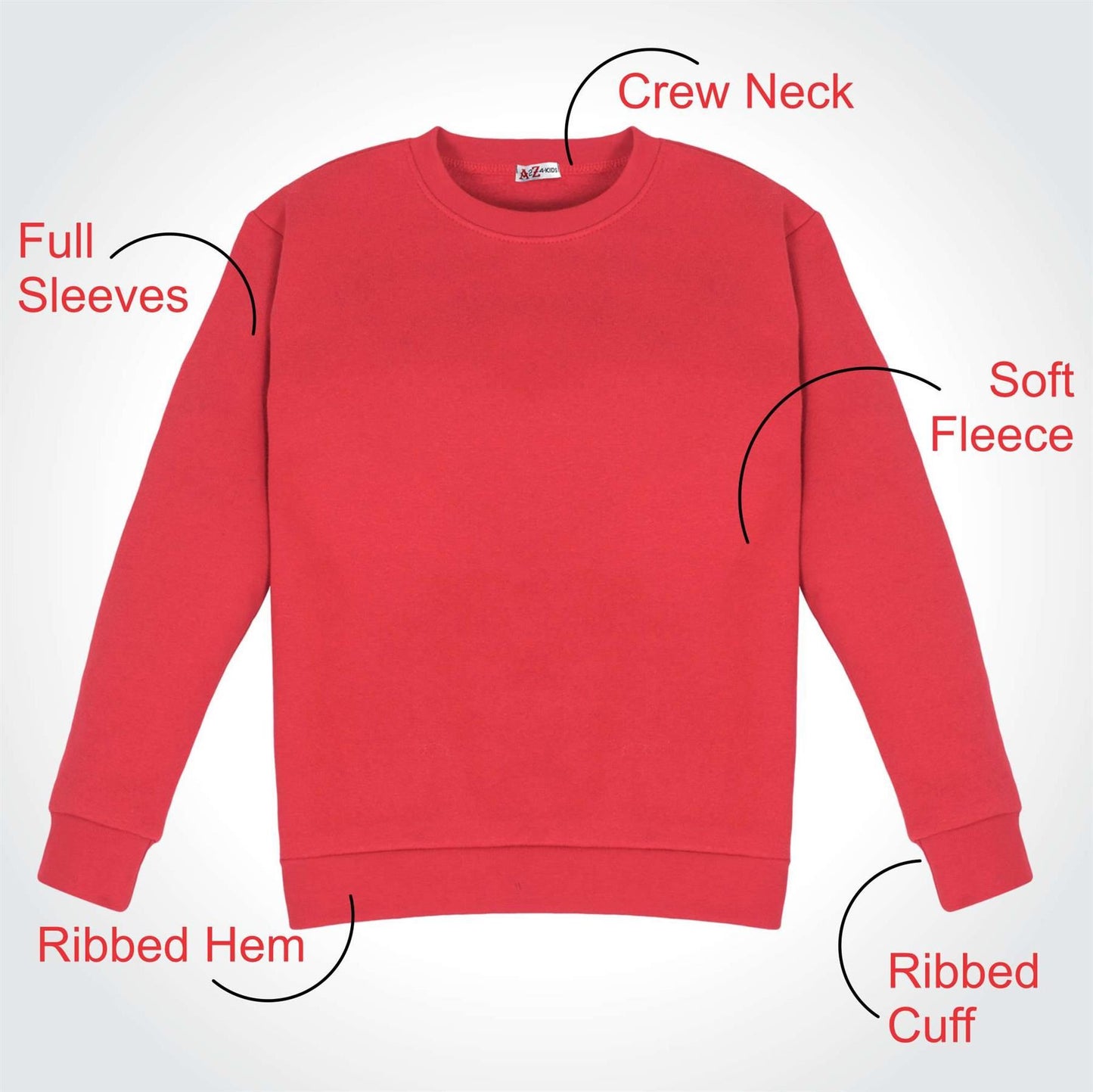 Kids Girls Boys Sweatshirt  Plain Crew Round Neck Uniform  Age 2-13 Years