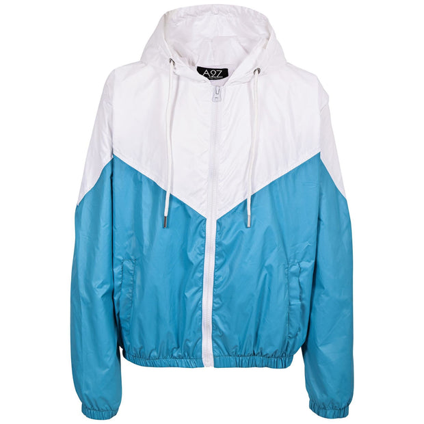 A2Z 4 Kids Motorcycle Biker Turquoise Contrast Panelled Zipper Windbreaker Shower Proof Lightweight Jacket For Girls And Boys Age 5 6 7 8 9 10 11 12 13 Years