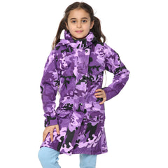 Kids Hooded Camo Parka Jacket Faux Fur Coat For Girls Age 5-13 Years