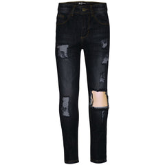 Kids Girls Stretchy Jeans Denim Ripped Faded Skinny Fashion Frayed Pant Jeggings