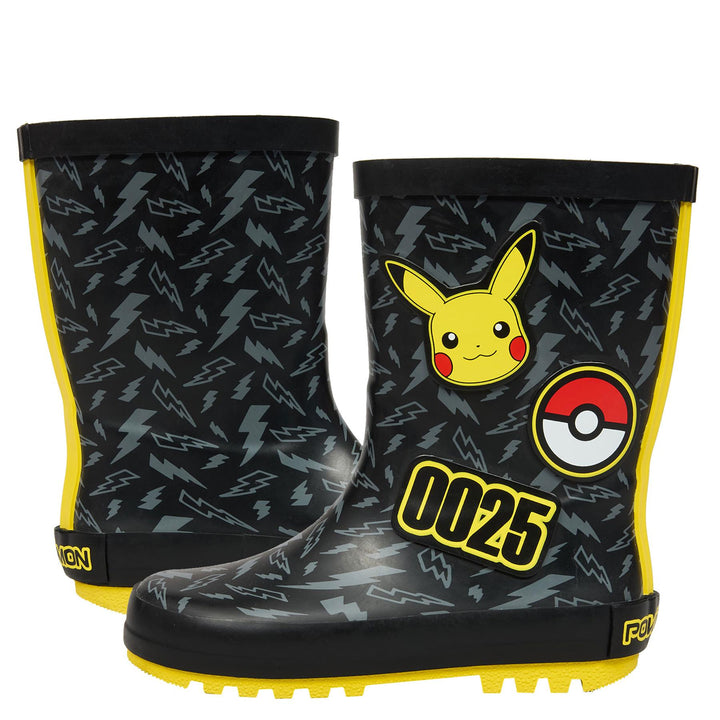 Rust Pvc Welly Officially Licensed Pokemon Pikachu 0025 Kids Wellies Lightning PVC Ra ...