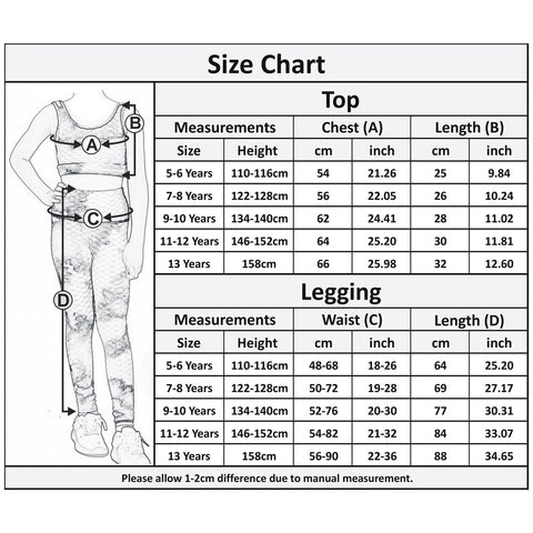Girls Honeycomb Navy Leggings Crop Top Vest Dance Yoga Exercise High Waist Set
