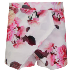 Girls Tops Flowers Print Crop Top & Skort Skirt Shorts 2 Piece Summer Outfit Set