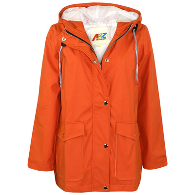 A2Z 4 Kids PU Raincoat Orange Jackets Windbreaker Waterproof Parka Shower Resistant Hooded Raincoat Girls Boys Age 5-13 Years