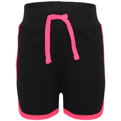 A2Z 4 Kids Black and Neon Pink Crop Top And Shorts Set Contrast Colour Short Sleeves T Shirt Summer Outfit 2 Piece Activewear Girls Age 5-13 years