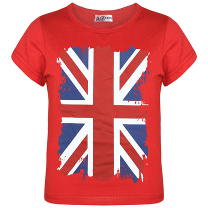 Kids Unisex England Flag Print Football World Cup Soft T Shirt Top