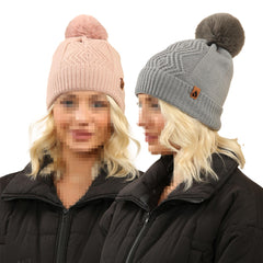 A2Z Ladies Hats Central Pleat Bobble Beanie Pom Pom Winter Warm Soft Cosy Caps