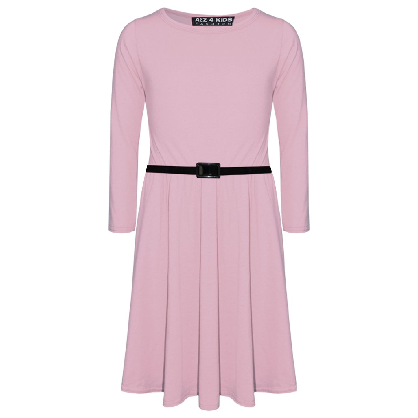 Girls Skater Dress Kids Party Fashion Dresses With Free Belt 3/4 Sleeves 7-13 Yr