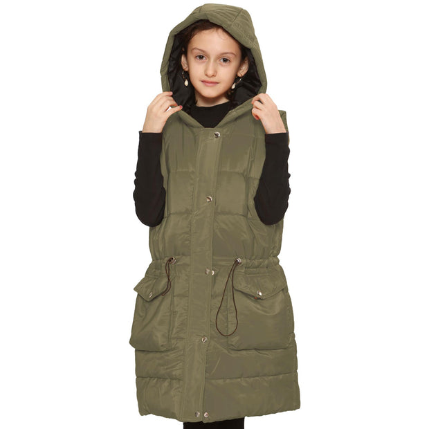 Kids Girls Fashion Oversized Gilet Long Line Jacket Long Sleeveless Coat 7-13 Yr
