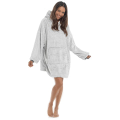 Womens Oversized Hoodie Blanket Plush Two Tone Sherpa Fleece Lining Warm Snuggle