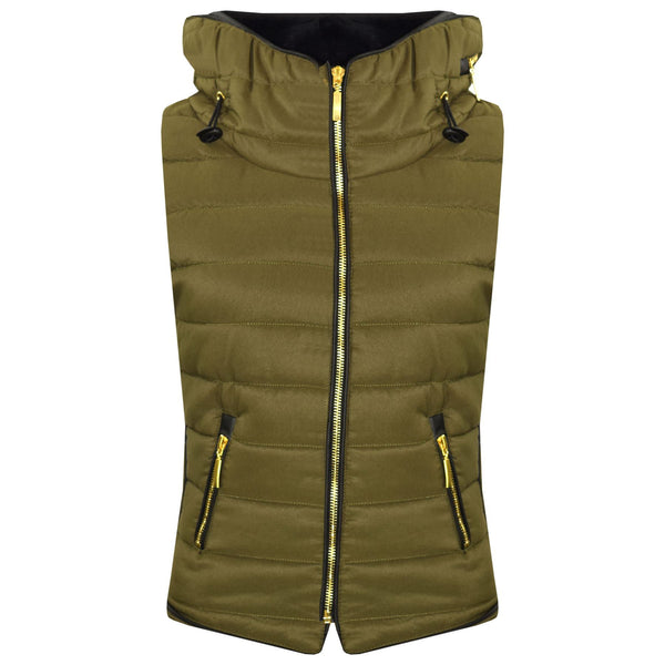 A2Z 4 Kids Kids Girls Boys Designer's Olive Sleeveless Hooded Padded Quilted Puffer Bubble Gilet Bodywarmer Jackets 5 6 7 8 9 10 11 12 13 Yr
