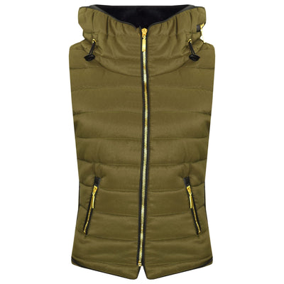 A2Z 4 Kids Kids Girls Boys Designer's Olive Sleeveless Hooded Padded Quilted Puffer Bubble Gilet Bodywarmer Jackets 5 6 7 8 9 10 11 12 13 Yr