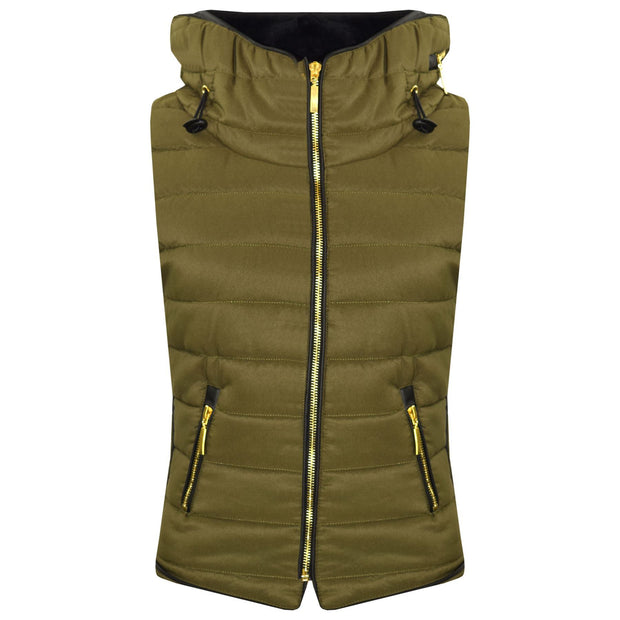 A2Z 4 Kids Kids Girls Boys Designer's Olive Sleeveless Hooded Padded Quilted Puffer Bubble Gilet Bodywarmer Jackets 5 6 7 8 9 10 11 12 13 Yr