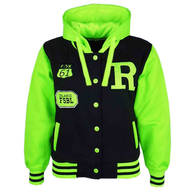 A2Z 4 Kids® Kids Jacket Girls Boys R Fashion Baseball Hooded Jacket Varsity Hoodie New Age 2 3 4 5 6 7 8 9 10 11 12 13 Years