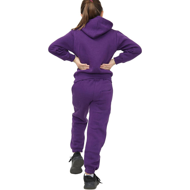 A2Z 4 Kids Girls Plain Purple Tracksuit Hooded Sweat Hoodie & Bottom Jog Suit Joggers Age 5 6 7 8 9 10 11 12 13 Years