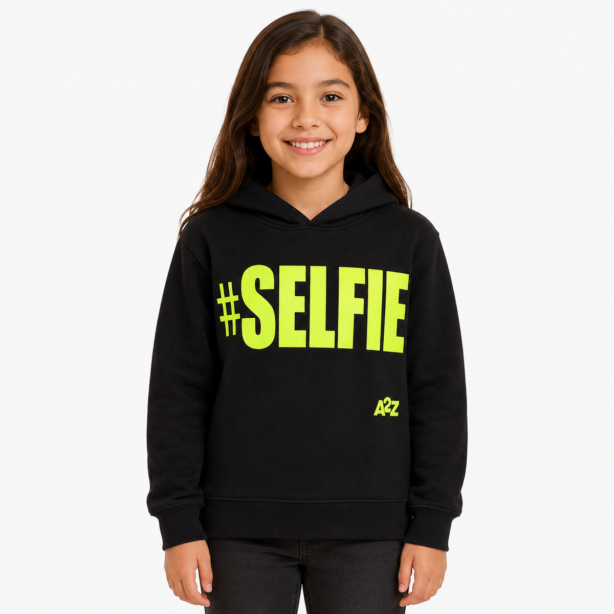Kids Girls Boys Sweat Shirts Tops #Selfie Hooded Jumpers Hoodies New Age 2-13 Yr