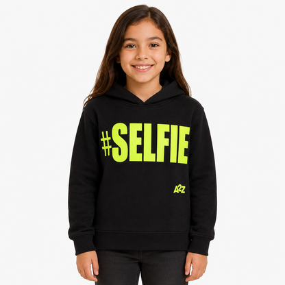 Kids Girls Boys Sweat Shirts Tops #Selfie Hooded Jumpers Hoodies New Age 2-13 Yr