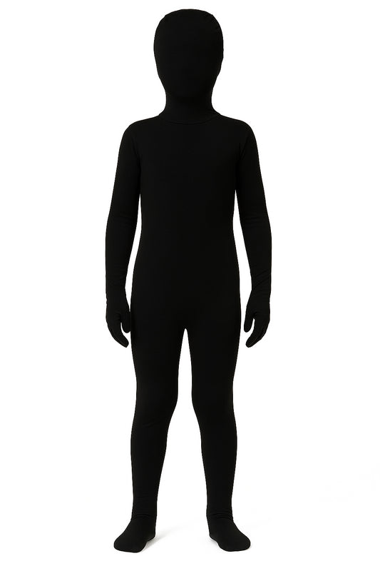 Kids Shadow Full Bodysuit Halloween Costume Scary Stretch Zentai Suit 3-14 Yrs