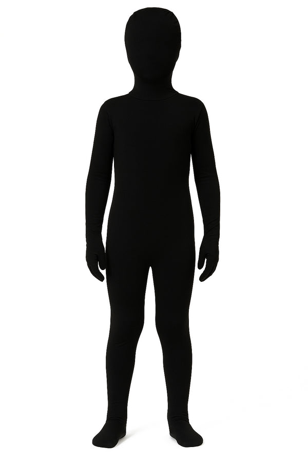 Kids Shadow Full Bodysuit Halloween Costume Scary Stretch Zentai Suit 3-14 Yrs