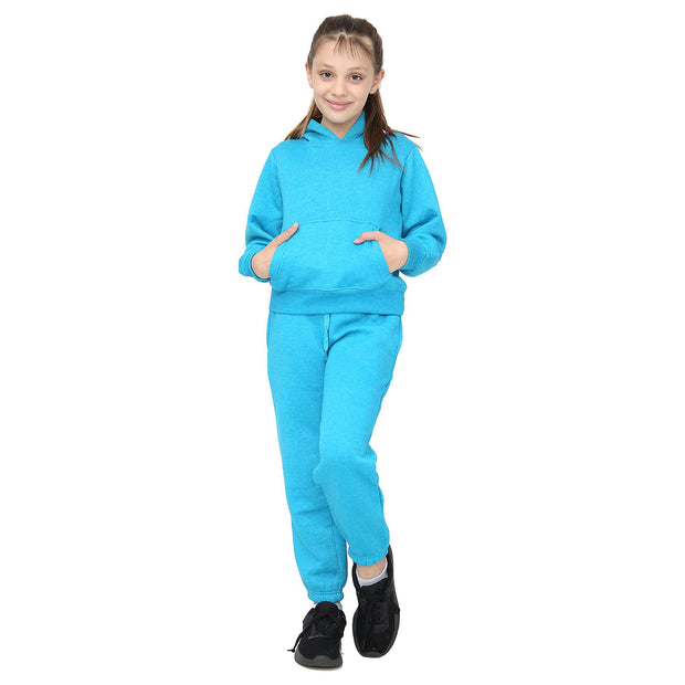 A2Z 4 Kids Girls Plain Aqua Tracksuit Hooded Sweat Hoodie & Bottom Jog Suit Joggers Age 5 6 7 8 9 10 11 12 13 Years