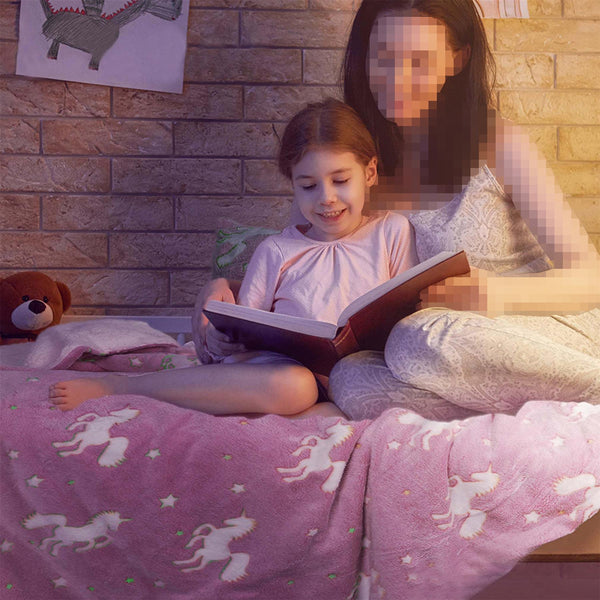 Single Duvet Cover Set Glow In The Dark Unicorn Super Soft Warm One Pillow Case