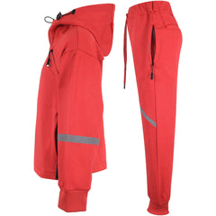 Kids Boys Tracksuit Reflective Taped Hooded Hoodie Bottom Jogging Suit Joggers