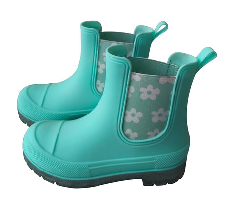 A2Z 4 Kids Girls Waterproof Chelsea Rain Boots Floral Side Panels PVC Wellies