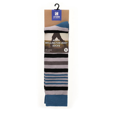 A2Z Mens Knee High Welly Wellington Pack Of 3 Boots Comfortable Cosy Warm Socks