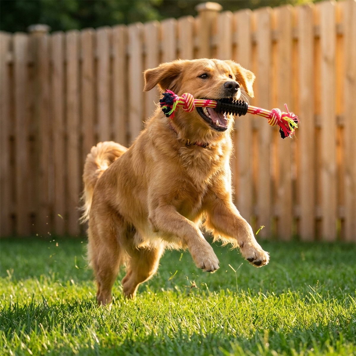 A2Z Knotted Dog Rope Chew Toy With Rubber Grip For Tug And Fetch Play