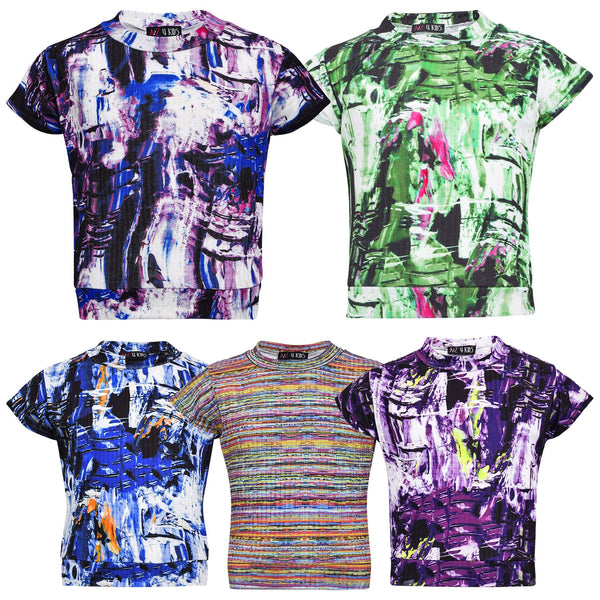 A2Z 4 Kids Girls Tie Dye Crop Top Short Sleeves Trendy Girls Tank Top 7-13 Years