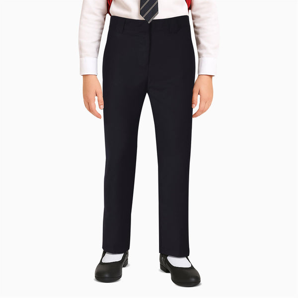 Kids Girls Pants Plain School Uniform Pull Up Regular Fit School Trousers 3-16