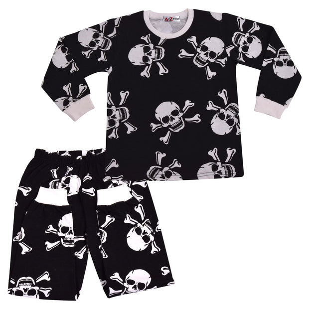 Kids Girls Skull & Bones Print Pyjamas Set