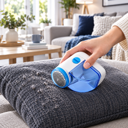 A2Z Portable Lint Remover Battery Operated Fabric Clothes Shaver Blue