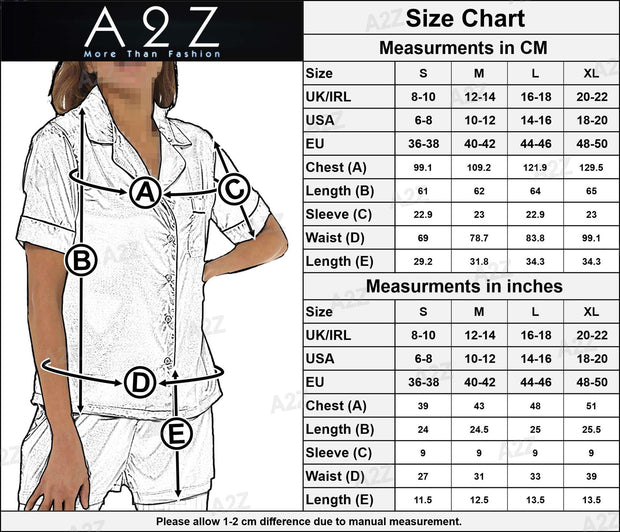 A2Z Ladies Silk Satin Pyjamas Set Button Down Top Shorts PJS Contrast Piping Elegant Sleepwear Loungewear Bride PJS Set for Women