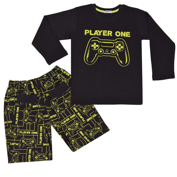 A2Z 4 Kids Player One Pyjama Set Contrast Colour PJS Matching Top Bottom Pyjamas Comfy Loungewear Dress Up Outfit Gifts for Children Girls & Boys Age 2-13 Years