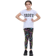 A2Z 4 Kids Girls Top Kids Sassy Print Trendy Grey T Shirt Tops & Fashion Legging Set Age 5-6, 7-8, 9-10, 11-12 & 13 Years