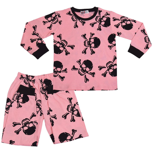 Kids Girls Skull & Bones Print Pyjamas Set