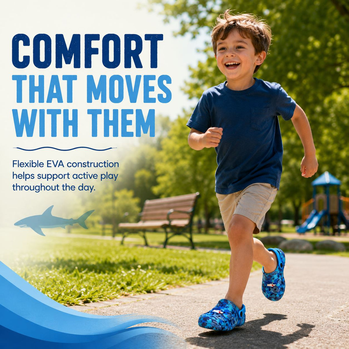 Kids Boys Girls Shark Print Clogs Kids EVA Garden Lightweight Summer Slip On