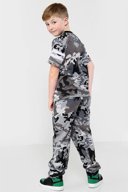 Boys Top Kids New York Brooklyn 98 Camouflage T Shirt Tops & Trouser Set 7-13 Yr